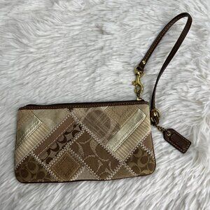 Coach Vintage Y2K Clutch Patchwork Brown Wristlet Bag